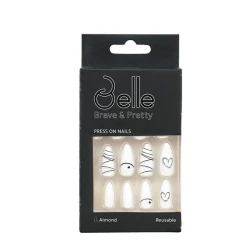 Belle Press On Nails Marah Almond Shape Matte White & Black