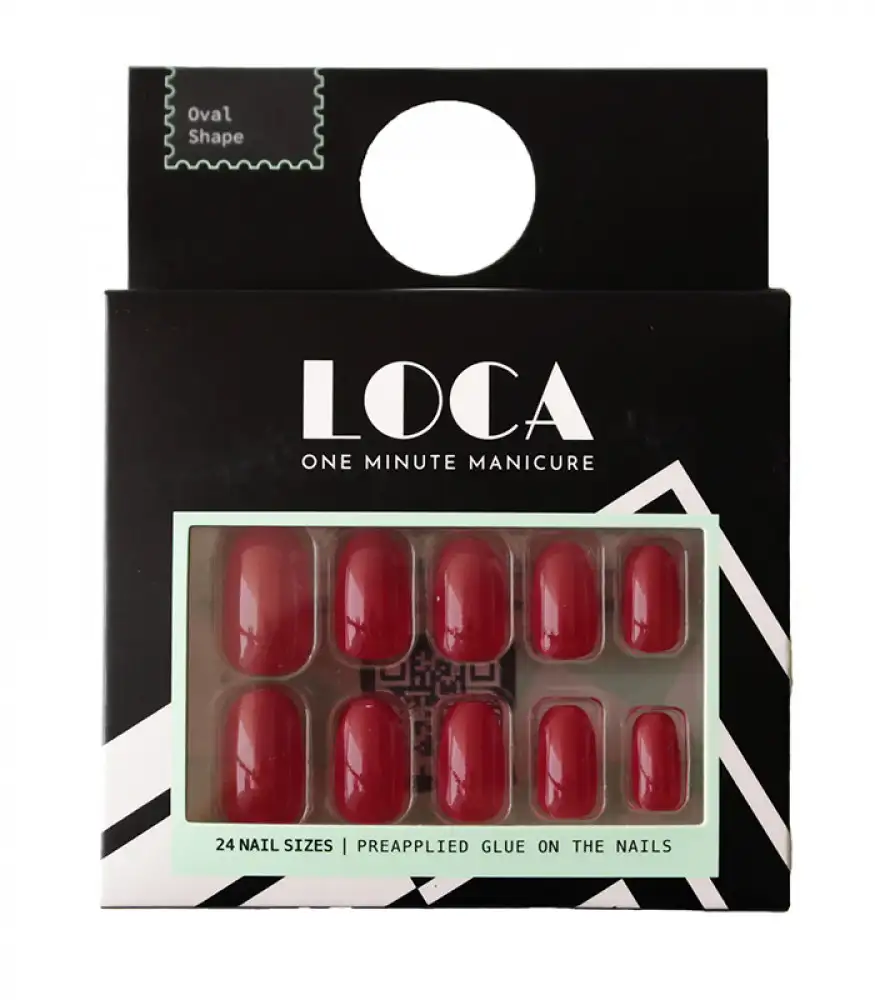 Loca Press On Nails Red Natural Shape No.8 0147