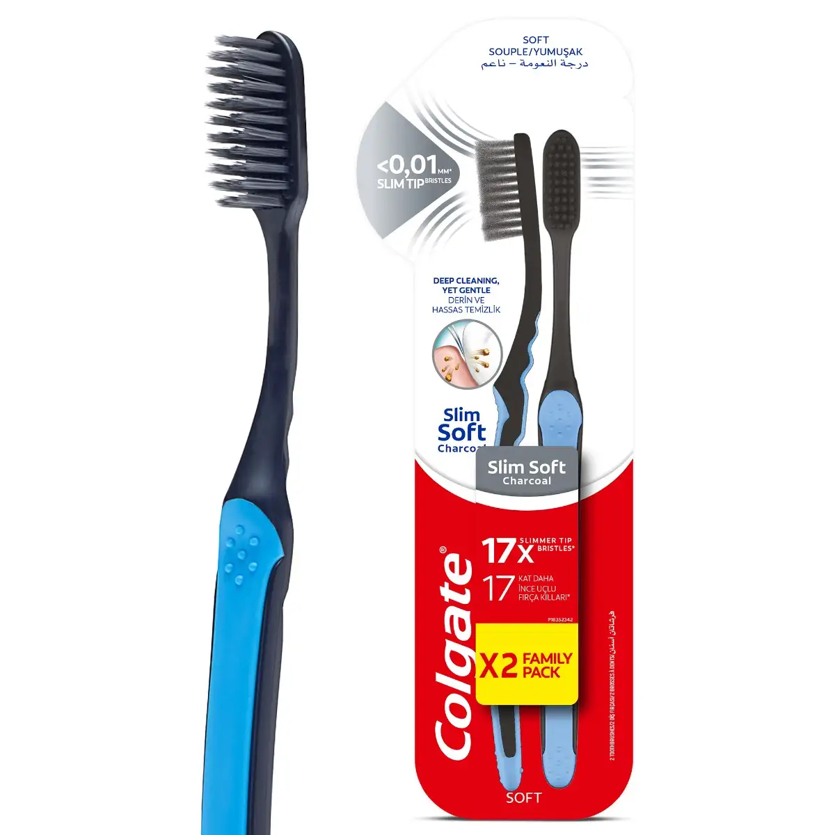 Colgate Toothbrush Charcoal Slim Soft 1+1 Free