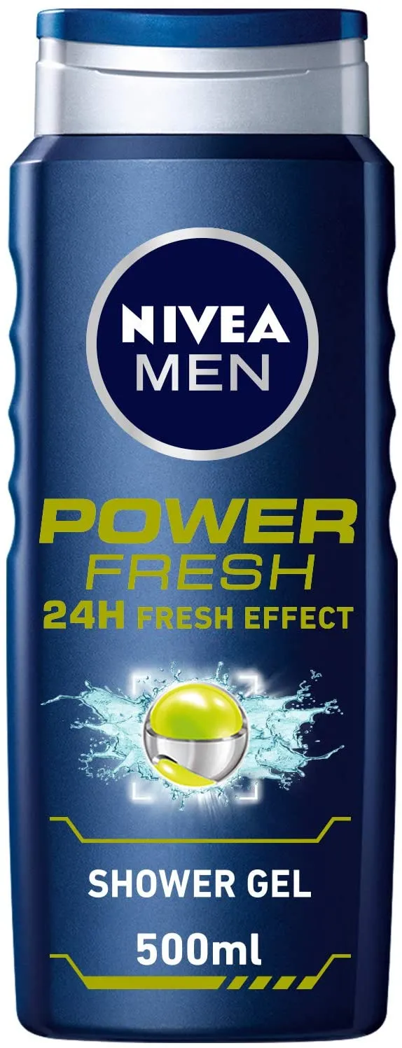 NIVEA MEN Power Fresh Shower Gel 3in1, 24h Fresh Effect, Citrus Scent, 500ml