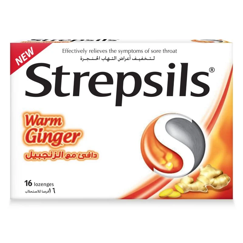 Strepsils Warm Ginger Sore Throat Pain Relief 16 Lozenges