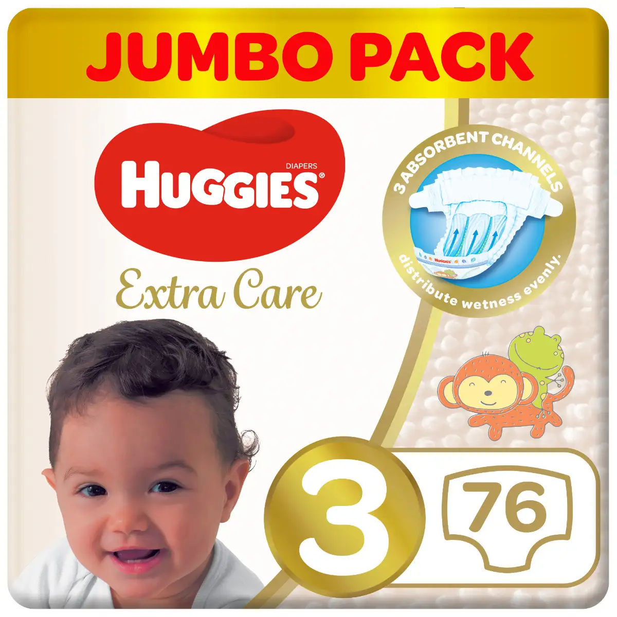 Huggies Extra Care Size 3 4 9 Kg Jumbo Pack 76 Diapers