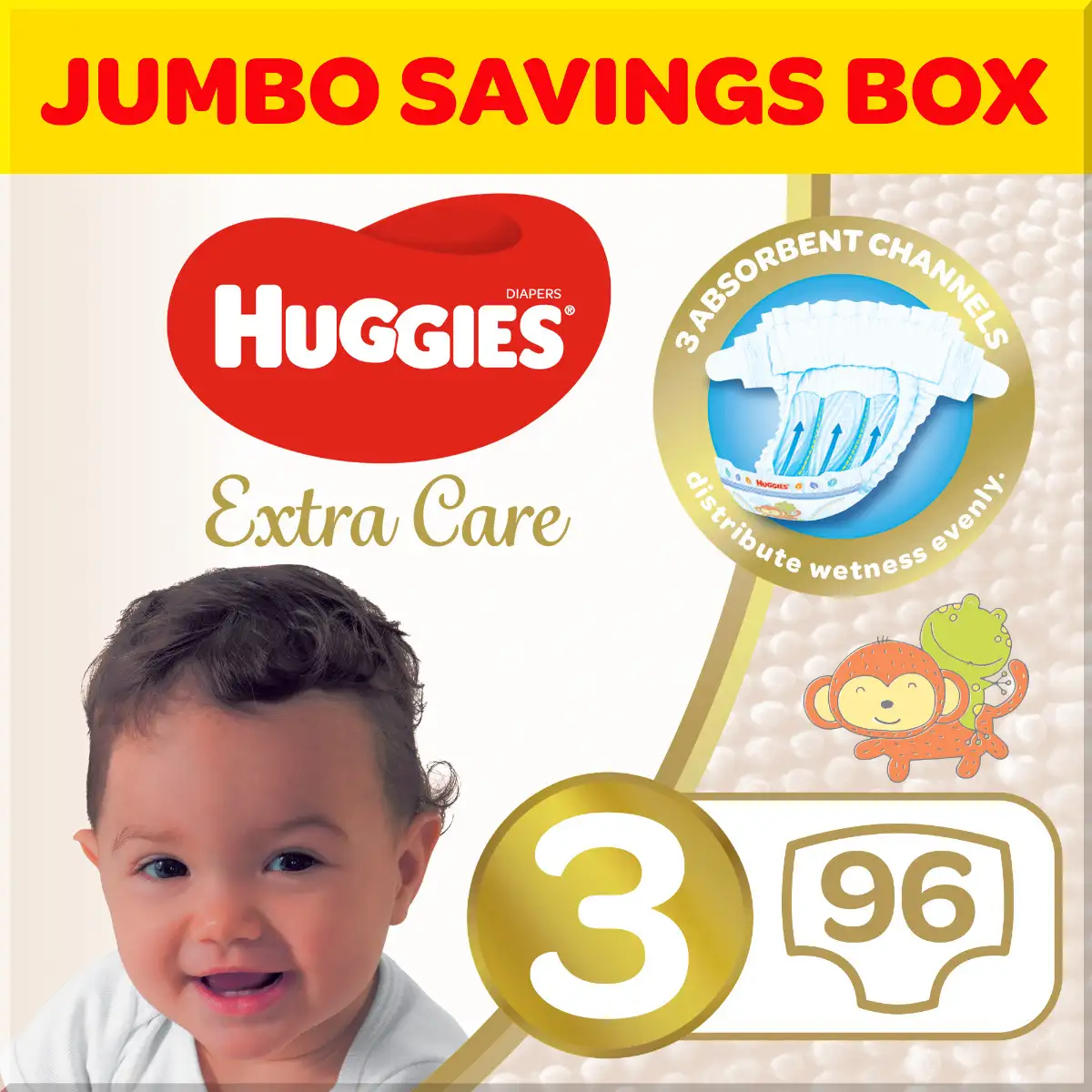 Huggies Extra Care Size 3 4 9 Kg Jumbo Box 96 Diapers