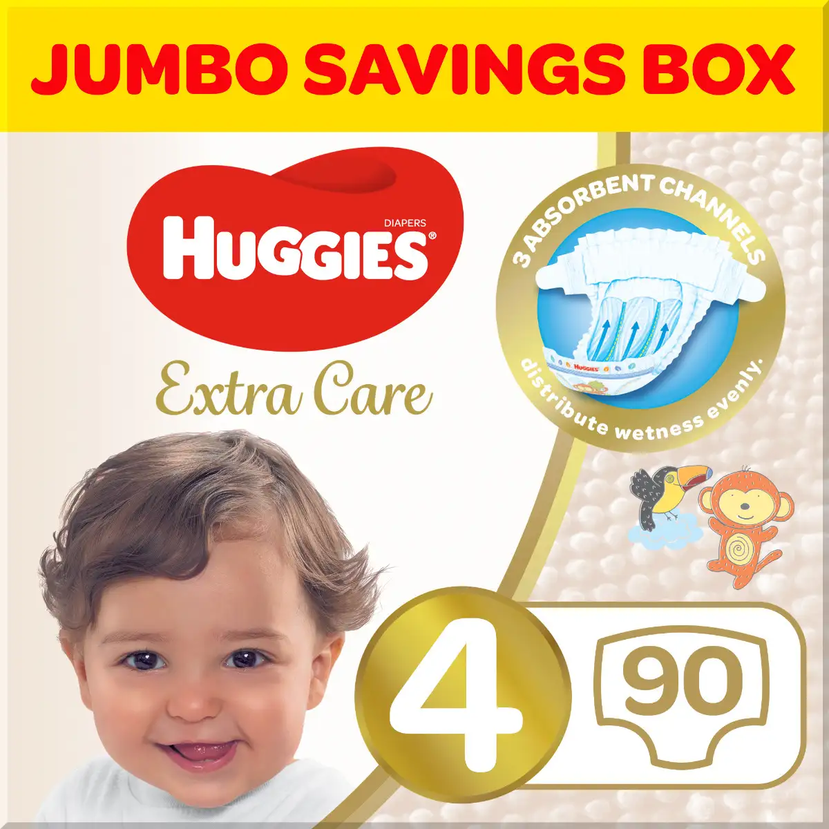 Huggies Extra Care Size 4 8 -14 Kg Jumbo Box 90 Diapers