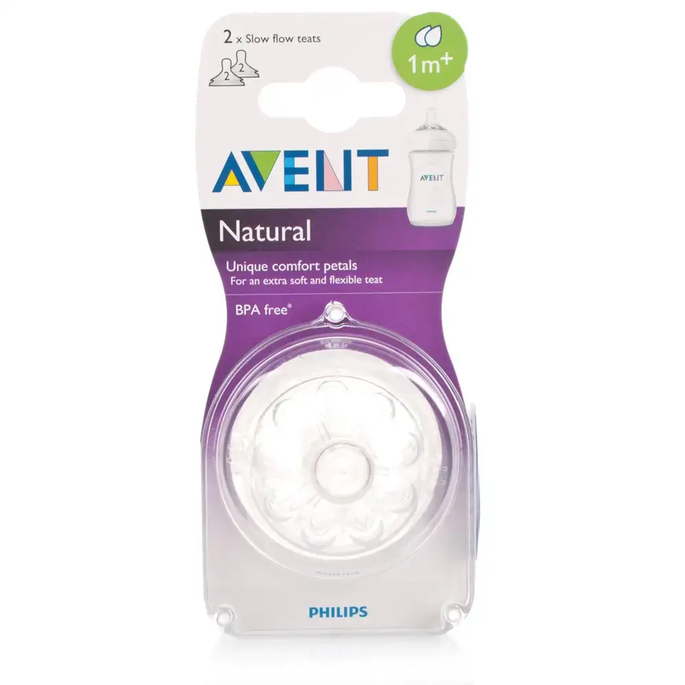 Philips Avent Natural 2 Slow Flow Teats 1M+ Scf 042 27-3914