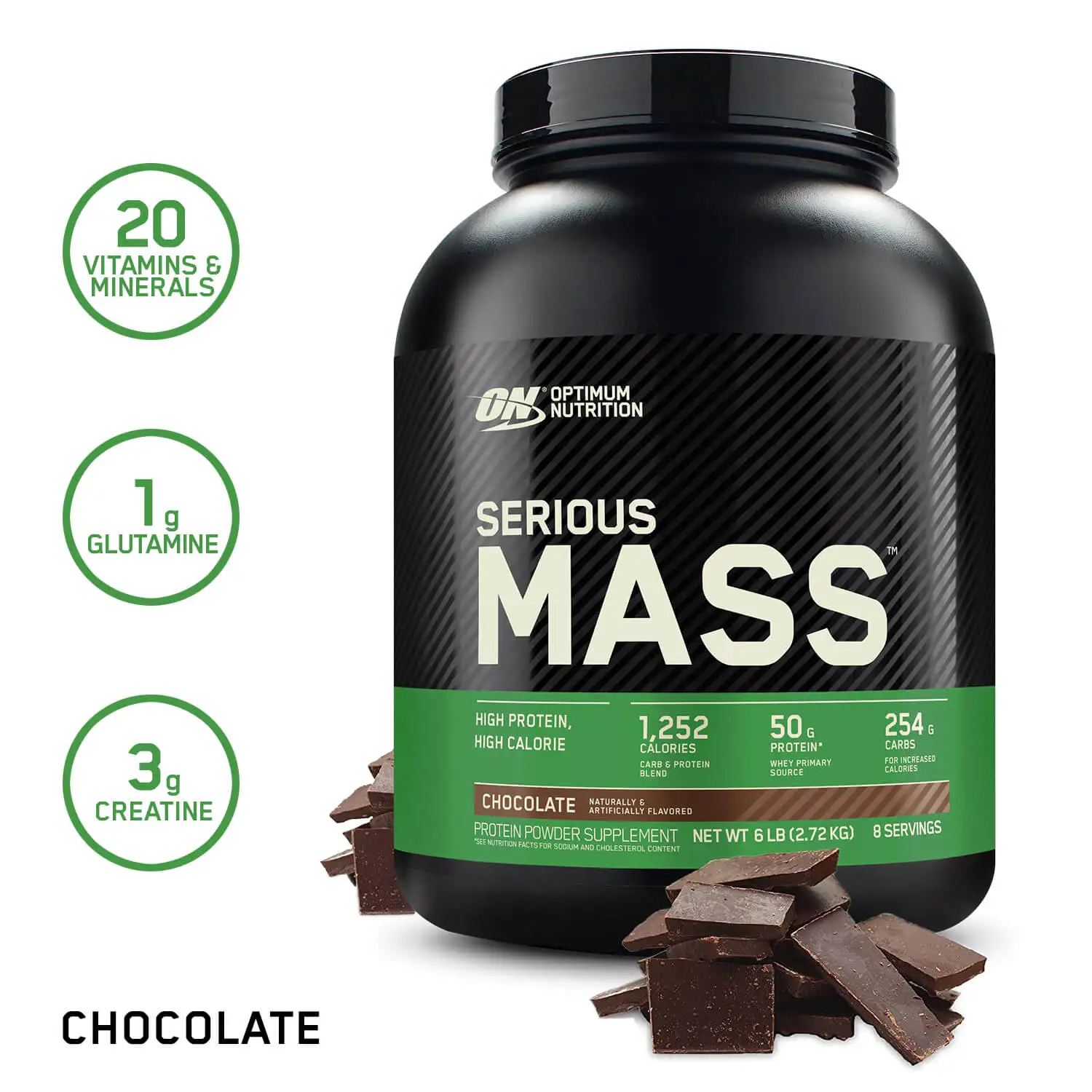 Optimum Nutrition Serious Mass Gainer Powder Chocolate 6 Lbs
