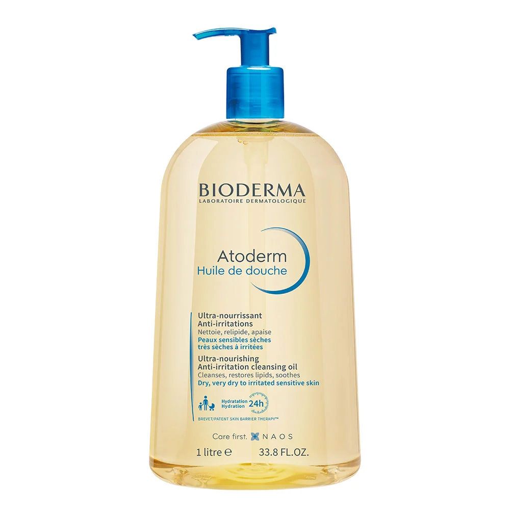 Bioderma Atoderm Shower Oil, 1 L, Cleanses, Restores Lipids and Soothes