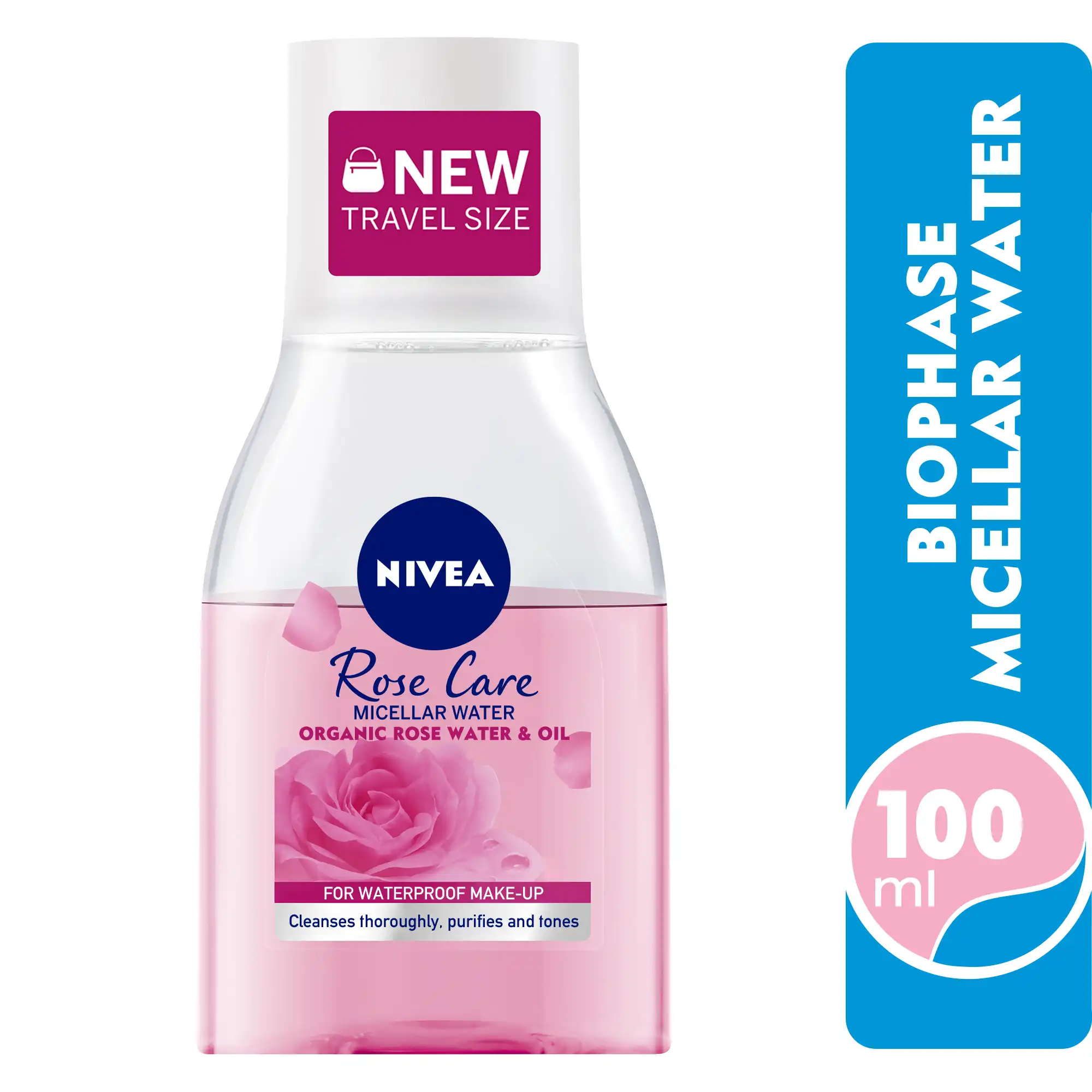 NIVEA Face Micellar Water, Rose Care Biphase with Organic Rose Water, 100ml