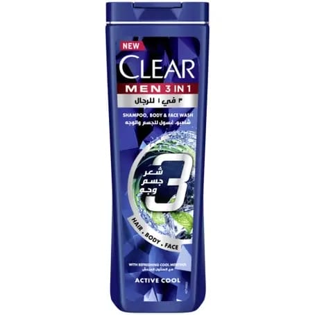Clear 3In1 Active Cool Anti Dandruff Hair And Skin, Shampoo
