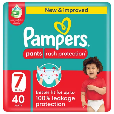 Pampers Pants Size (7) Jumbo Pack 40 Pants New